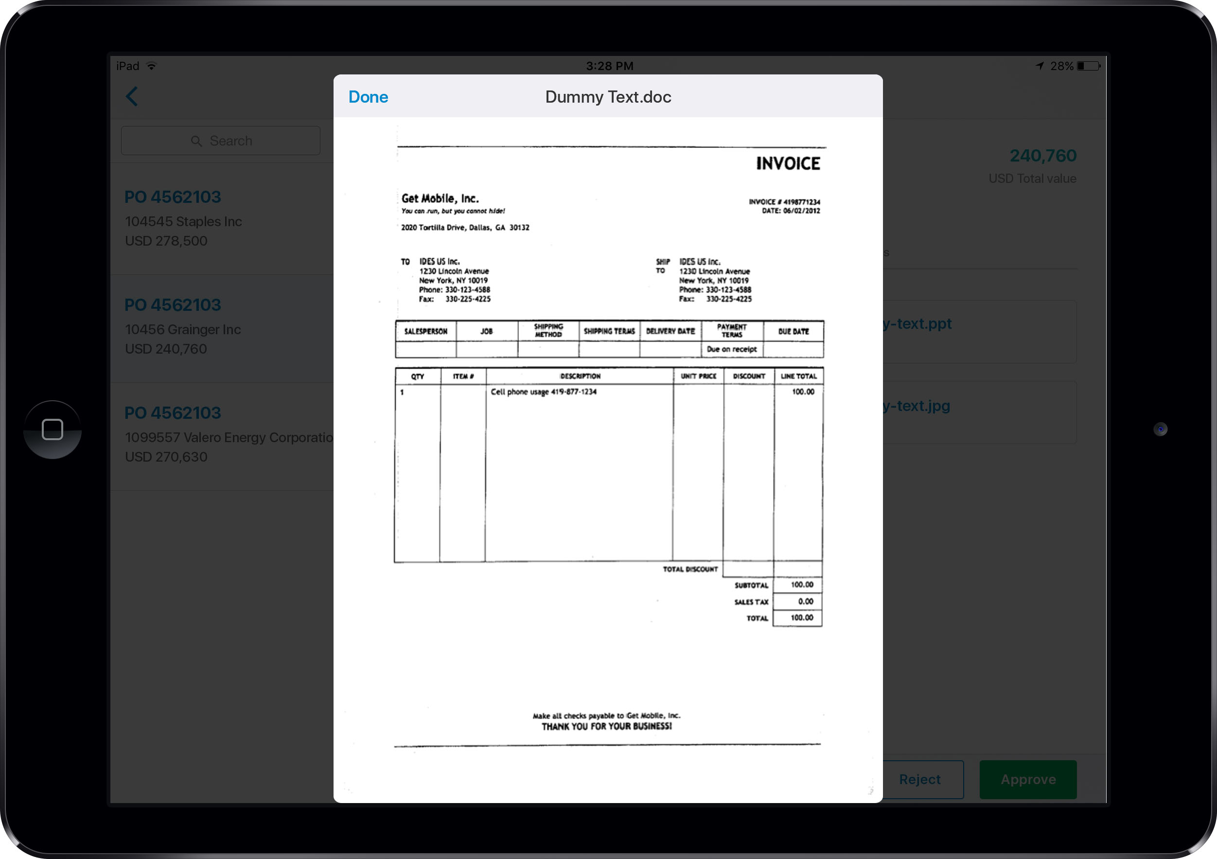 Universal approvals screen 6